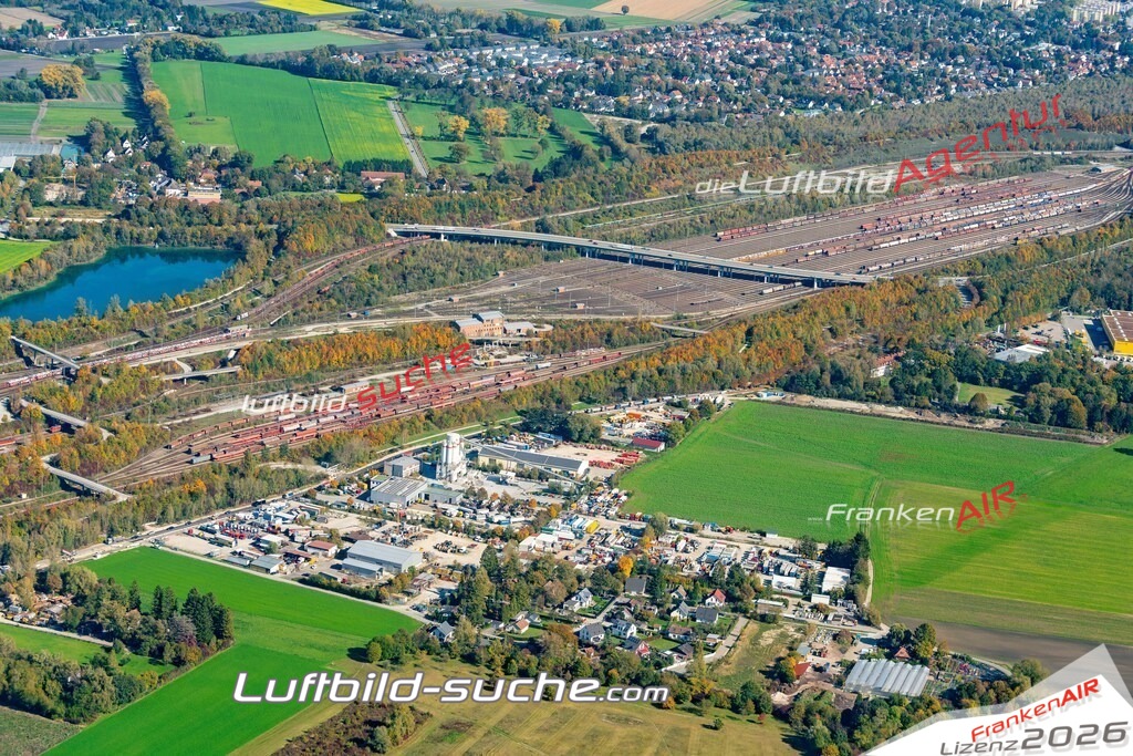 aktuelles Luftbild von Rangierbahnhof Muenchen - Luftaufnahme wurde 2018 von https://frankenair.de mittels Flugzeug (keine Drohne) erstellt.