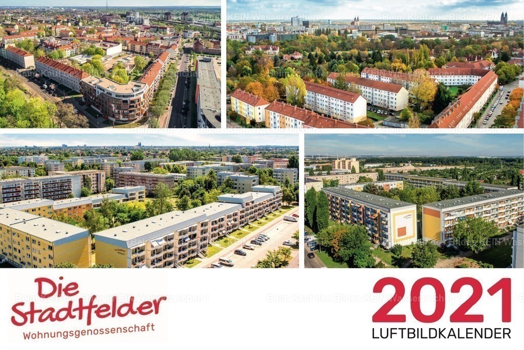 Luftbild Kalender Magdeburg Sachsen Anhalt Stadtfelder | Beispiele Firmenkalender individuell mit eigenem Logo - Realisiert mit Pictrs.com