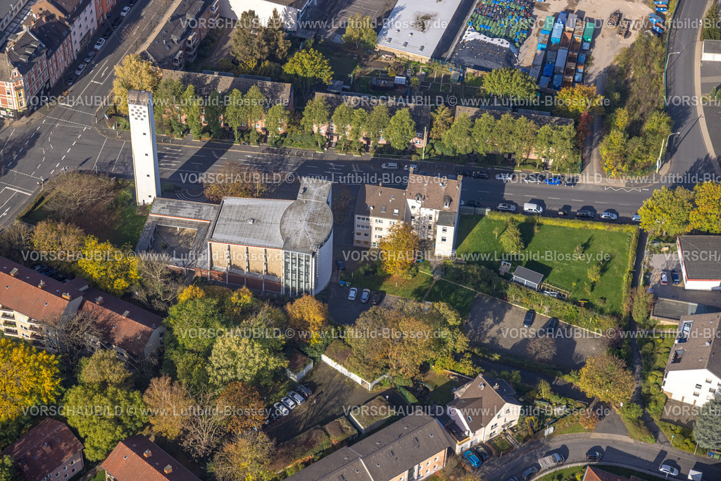 Hagen221016195 | Luftbild, Kath. Kirche St. Meinolf, Altenhagen, Hagen, Ruhrgebiet, Nordrhein-Westfalen, Deutschland