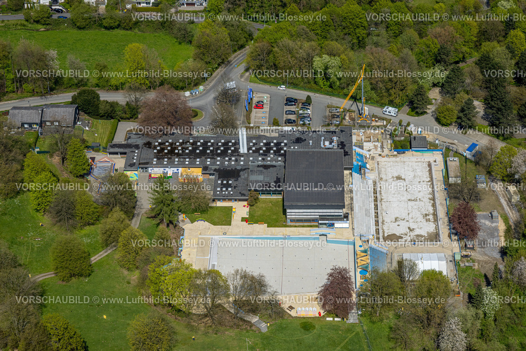 Velbert230407370Neviges | Luftbild, Panoramabad Velbert-Neviges, Baustelle, Neviges, Velbert, Ruhrgebiet, Nordrhein-Westfalen, Deutschland
