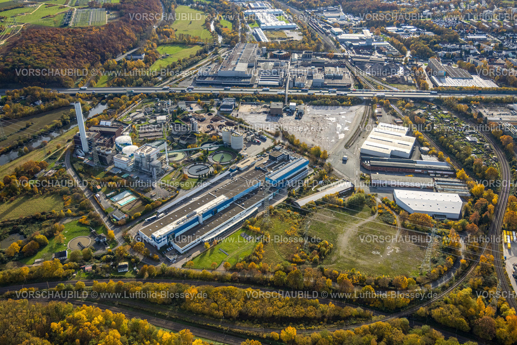 Hagen251100210 | Luftbild, Funke Verlag Zeitungsdruckereien, BVA Hagen-Kabel GmbH Heizkraftwerk, Autobahn A1, Boele, Hagen, Ruhrgebiet, Nordrhein-Westfalen, Deutschland