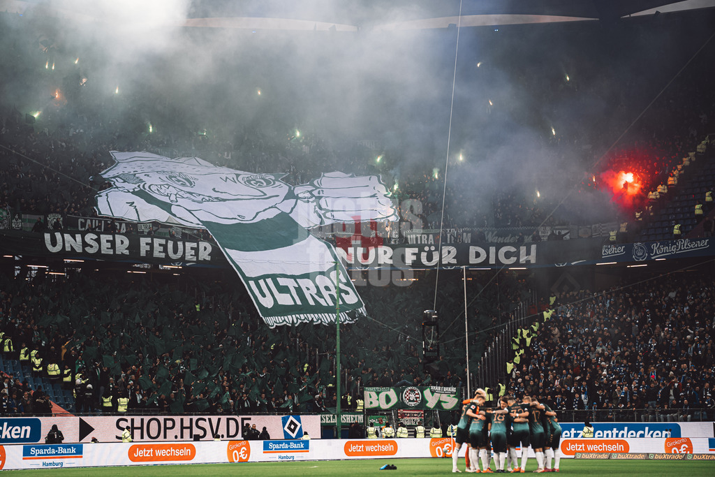 Fußball | Männer | Saison 2025/2026 | 1. Fußball-Bundesliga | 13. Spieltag | Hamburger SV vs. SV Werder Bremen | 07.12.2025 | Choreographie der Werder Fans