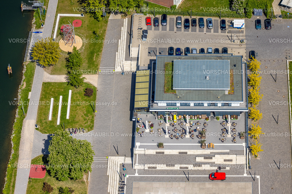 Hamm250500480R-Cafe | Luftbild, R-Cafe an der Adenauerallee, Datteln-Hamm-Kanal, Dachbegrünung, Hamm , Ruhrgebiet, Nordrhein-Westfalen, Deutschland