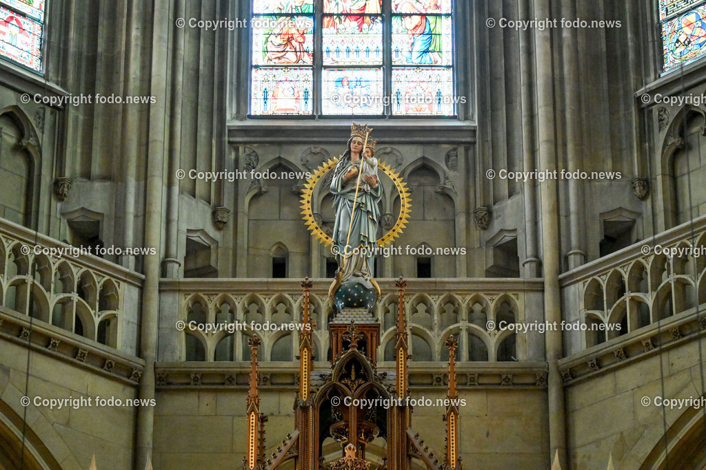 Domplatz Linz_ Mariendom_ Neuer Dom_ 16.04.2024-13 | 16.04.2024, Domplatz Linz, AUT, Mariendom, Neuer Dom, im Bild Maria-Immaculata-Statue am Hochaltar im Mariendom Linz