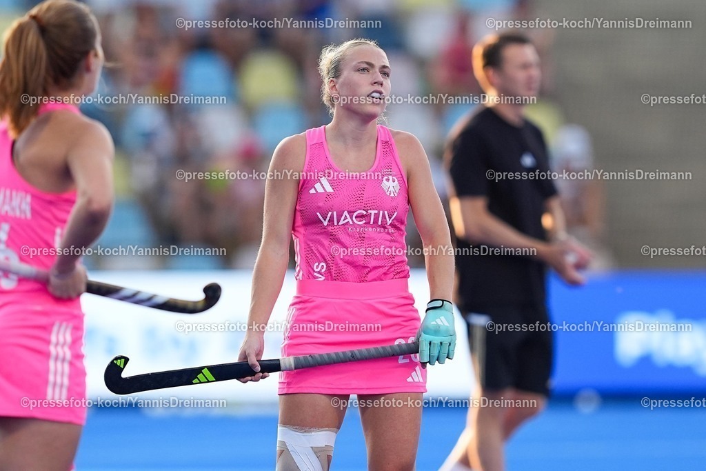 xydrx15082504029 | 15.08.2025, xydrx, Frauen EuroHockey Championship 2025, Halbfinale, Belgien - Deutschland, Sparkassenpark Mönchengladbach: Jette Fleschuetz (GER #28)