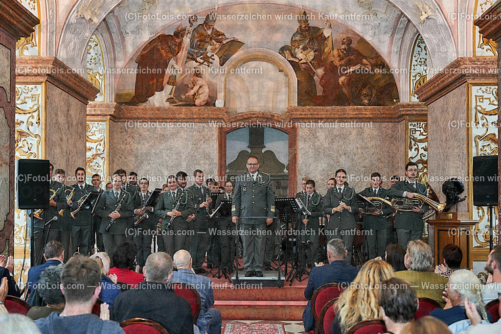 ALS1674_XXXIX-Chopin-Festival_Ausklang_Militaermusikkapelle NOe | (C)FotoLois.com, Alois Spandl, XXXIX. internationales CHOPIN-Festival in der Kartause Gaming, AUSKLANG in der Barockbibliothek mit der Militärmusik Niederösterreich unter der Leitung von Militärkapellmeister Oberst Adolf Obendrauf, So 6. August 2023.