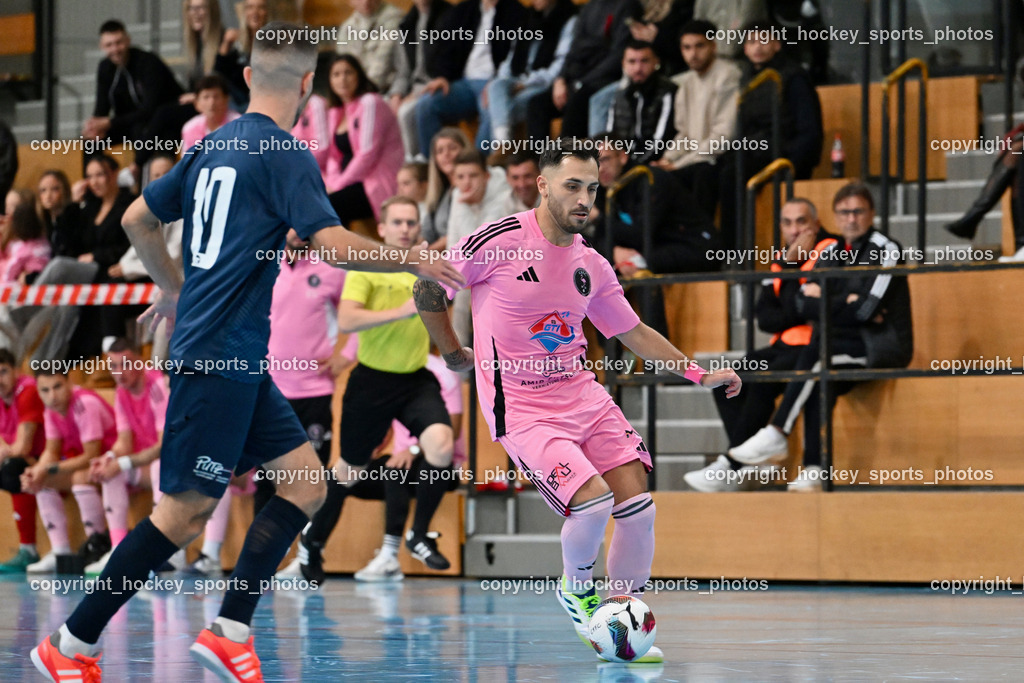 Carinthia Flamengo Futsal Club vs. LPSV-K | #10 Samir Nuhanovic LPSV-K, #70 Yosifov Svetlozar Angelov Carinthia Flamengo, Carinthia Flamengo Futsal Club vs. LPSV-K, Carinthia Flamengo Futsal Club vs. LPSV-K am 03.11.2024 in Klagenfurt (Ballspielhalle Viktring), Austria, (Photo by Bernd Stefan)