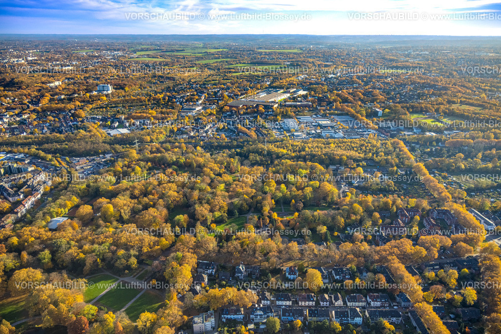 Gelsenkirchen251103061 | Luftbild, Stadtgarten Gelsenkirchen, Grüne Lunge mit herbstlichen Bäumen, Altstadt, Gelsenkirchen, Ruhrgebiet, Nordrhein-Westfalen, Deutschland