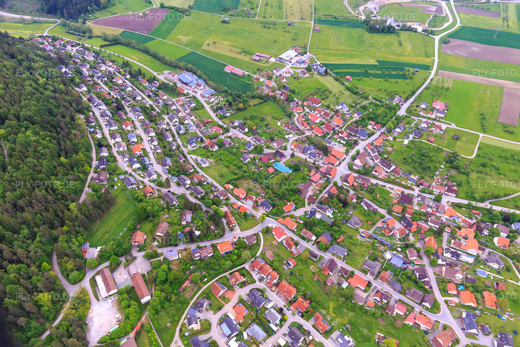 Luftbild: Ortsansicht von Westen im Ortsteil Trichtingen in Epfendorf im Bundesland Baden-Württemberg in Deutschland. Foto: IMG_114623.jpg vom 31.05.2019 durch Werner Riehm/FLY-FOTO.de