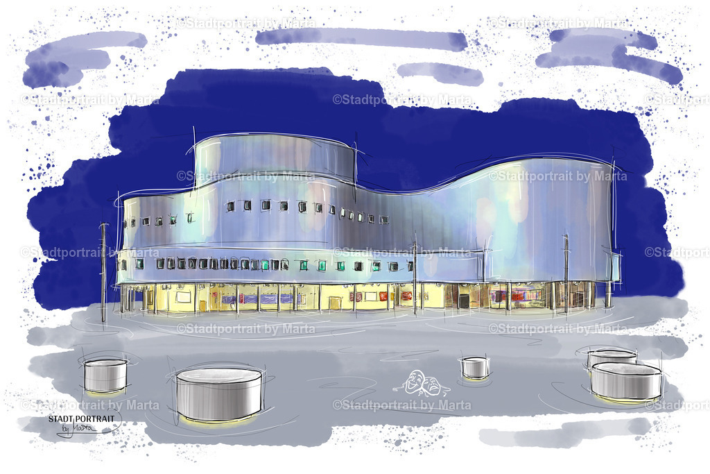 duesseldorf-schauspielhaus-kunstdruck-poster-wandbild | Stadtportrait by Marta