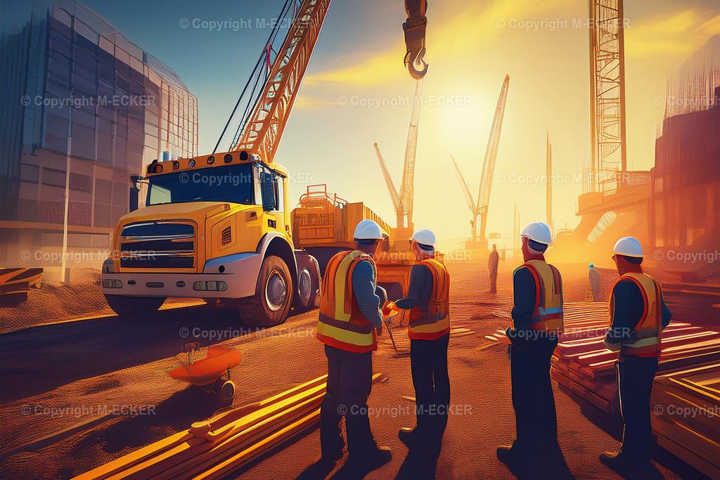 Baustelle mit Menschen | Baustelle mit LKW und Menschen - Realisiert mit Pictrs.com
