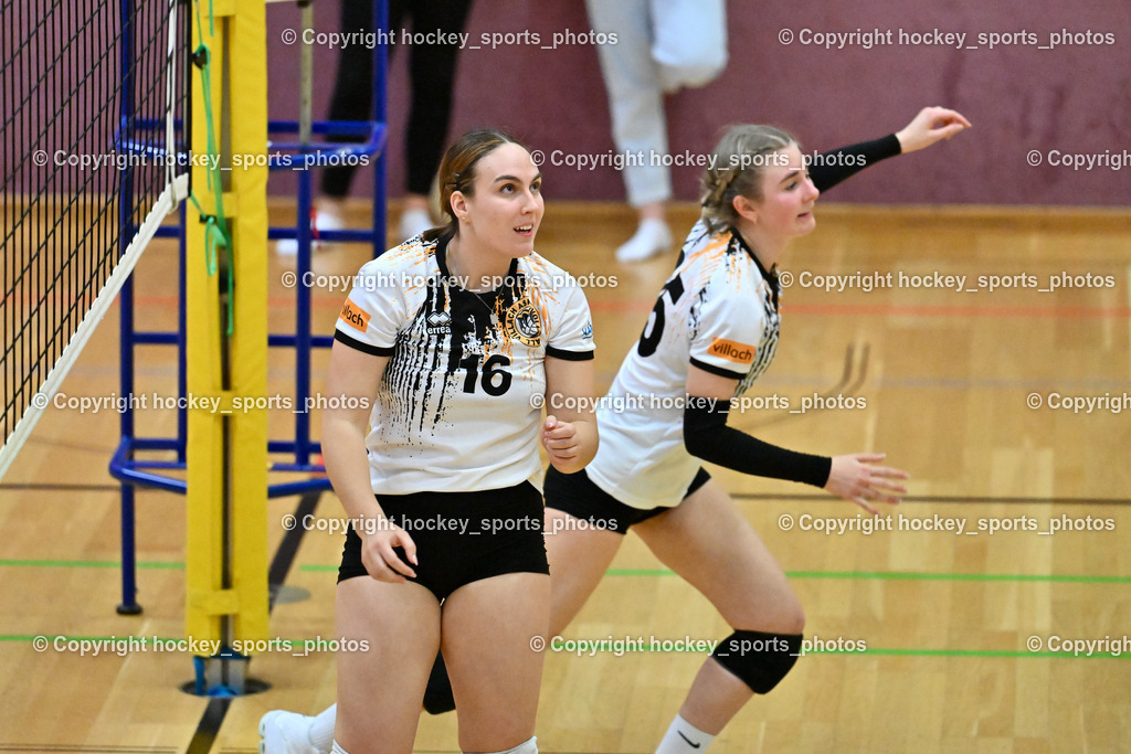 ASKÖ Volley Eagles Villach vs. TI- Schu Staudinger Volley 22.3.2024 | #16 Tamy KÖFLER Villach ASKÖ Volley, #25 Chiara SCHULER Villach ASKÖ Volley, ASKÖ Volley Eagles Villach vs. TI- Schu Staudinger Volley 22.3.2024, ASKÖ Volley Eagles Villach vs. TI- Schu Staudinger Volley am 22.03.2024 in Villach (Ballspielhalle Lind), Austria, (Photo by Bernd Stefan)
