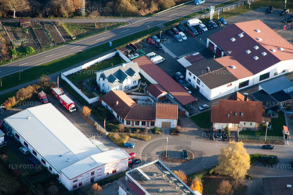Luftbild: Sucietto & Wöschler GmbH in Wörth am Rhein im Bundesland Rheinland-Pfalz in Deutschland. Foto: IMG_22637.jpg vom 19.11.2009 durch Werner Riehm/FLY-FOTO.deSucietto - Ihr Renovierungsspezialist