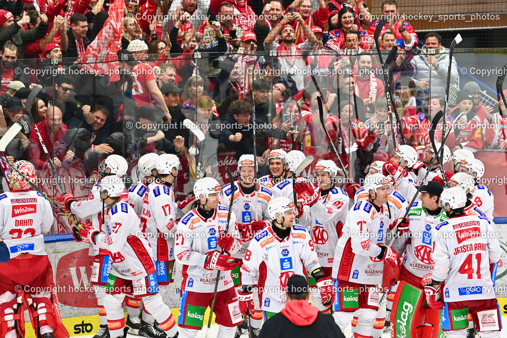 EC IDM WÄRMEPUMPEN VSV vs. EC KAC | EC KAC Mannschaft, EC KAC Fans, EC IDM WÄRMEPUMPEN VSV vs. EC KAC, EC IDM WÄRMEPUMPEN VSV vs. EC KAC am 02.02.2025 in Villach (Stadthalle Villach), Austria, (Photo by Bernd Stefan)