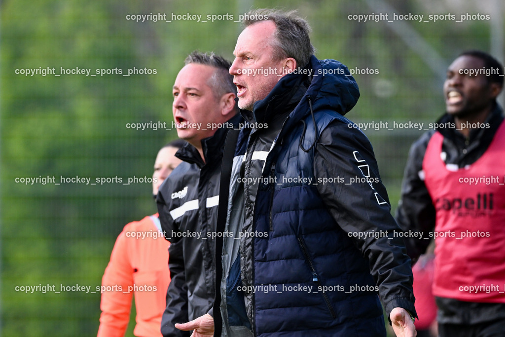 ASK Klagenfurt vs. SK Vorwärts Steyr 21.4.2024 | Assistentcoach ASK Klagenfurt Dieter Schmied, Headcoach ASK Klagenfurt Dietmar Thuller, ASK Klagenfurt vs. SK Vorwärts Steyr 21.4.2024, ASK Klagenfurt vs. SK Vorwärts Steyr am 21.04.2024 in Klagenfurt (ASK Sportzentrum Fischl), Austria, (Photo by Bernd Stefan)