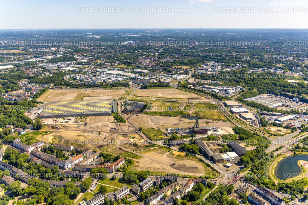 Essen230702894 | Luftbild, Baugebiet Neubau Stadtquartier Essen 51, ehem. Zeche Vereinigte Helene-Amalie, Neubau Nordtangente, Nordviertel, Essen, Ruhrgebiet, Nordrhein-Westfalen, Deutschland