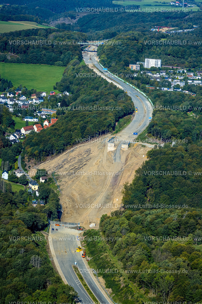 Luedenscheid230908019Rahmedebruecke | Luftbild, Abgerissene und gesprengte Talbrücke Rahmede der Autobahn A45, Baustelle für Neubau, Gevelndorf, Lüdenscheid, Sauerland, Nordrhein-Westfalen, Deutschland