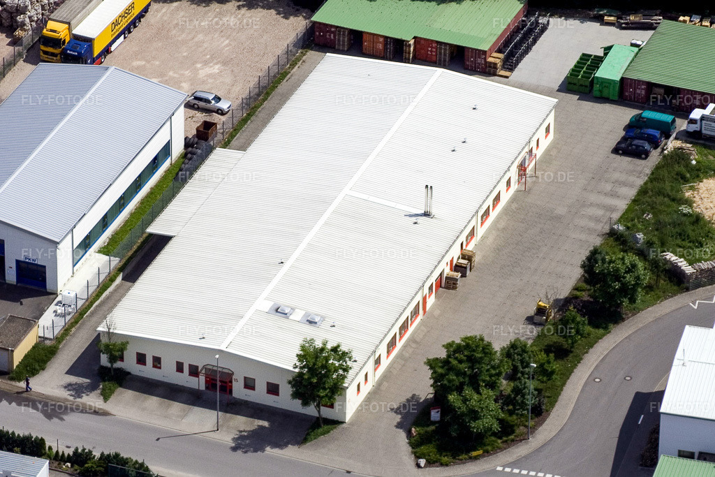 Luftbild: Am Gäxwald, Druckerei Nunnemann in Herxheim bei Landau im Bundesland Rheinland-Pfalz in Deutschland. Foto: IMG_11317.jpg vom 14.06.2008 durch Werner Riehm/FLY-FOTO.de