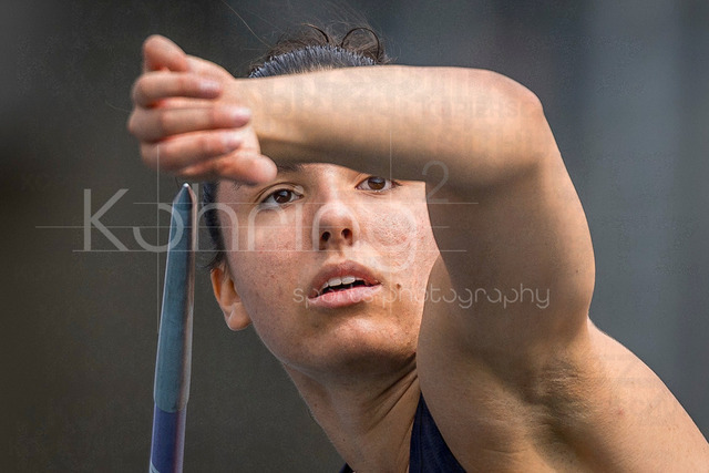 Deutsche Leichtathletik-Meisterschaften; Bochum-Wattenscheid, 26.07.2026 | Lorena Frühn (LG Offenburg), Speerwurf; Deutsche Leichtathletik-Meisterschaften am 26.07.2026 im Lorheide-Stadion, Bochum-Wattenscheid (Nordrhein-Westfalen).