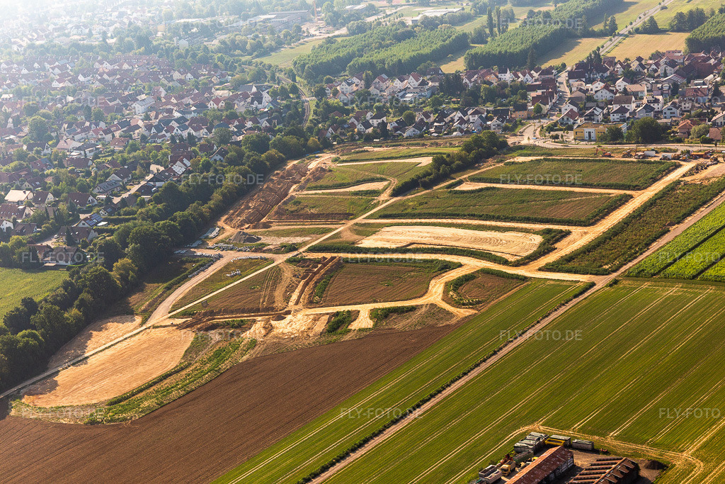 Luftbild: Neubaugebiet K2 Erschliessung in Kandel im Bundesland Rheinland-Pfalz in Deutschland. Foto: IMG_117336.jpg vom 25.08.2019 durch Werner Riehm/FLY-FOTO.de