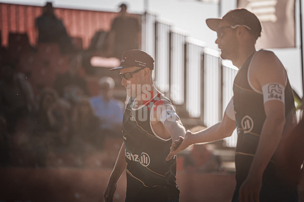 Beachvolleyball | Männer | Allianz German Beach Tour 2025 | Tourstop Düsseldorf | 15.05.2025 | v.l. Yannick und Manuel Harms
