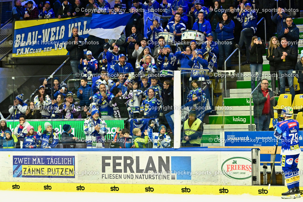 EC IDM Wärmepumpen VSV vs. Pioneers Vorarlberg | EC VSV Fans, Blauweiss Villach, Blue Devils Villach, EC IDM Wärmepumpen VSV vs. Pioneers Vorarlberg, EC IDM Wärmepumpen VSV vs. Pioneers Vorarlberg am 14.12.2024 in Villach (Stadthalle Villach), Austria, (Photo by Bernd Stefan)