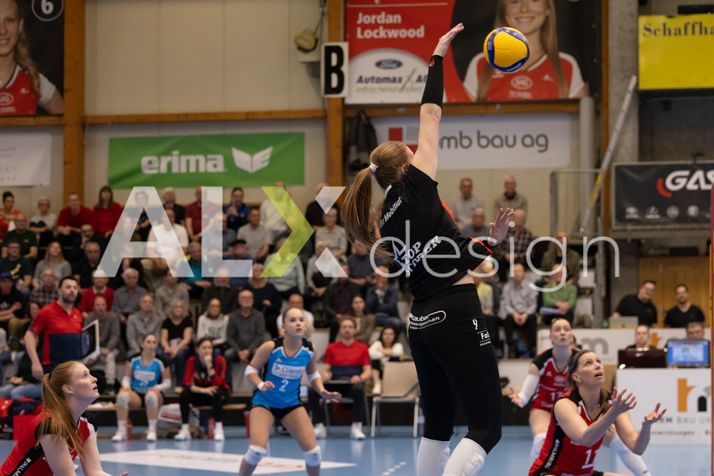 Volleyball I Frauen I Saison 2025-2026 I Volleyball NLA | Women I 1/2 Finals I  VC Kanti Schaffhausen - Sm'Aesch Pfeffingen I 22.03.2026 | 9 Jordan Lockwood (USA) (VC Kanti Schaffhausen) – Diagonal - Realisiert mit Pictrs.com