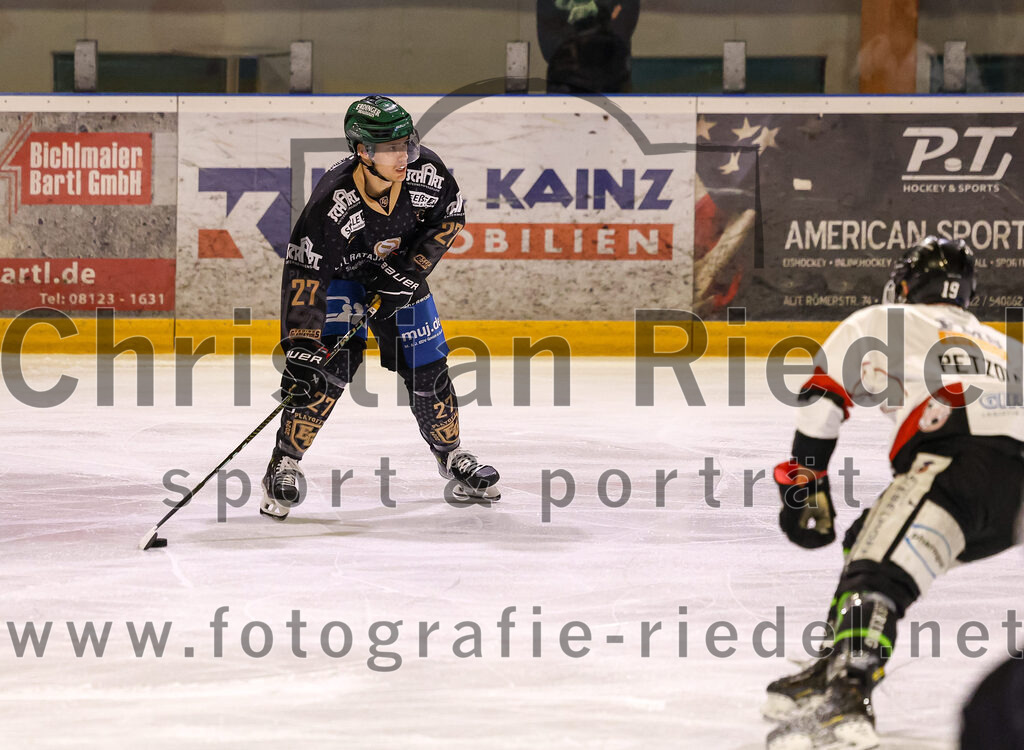 2024-03-15_070_TSV_Erding_gegen_EHC_Koenigsbrunn | Erding, Deutschland, 15.03.2024:
Eishockey, Bayernliga Playoffs 2023 / 2024, 3. Spieltag, TSV Erding gegen EHC Königsbrunn, Endergebnis: 3:4 n. V.

Mark Waldhausen (Erding Gladiators, #27)

Foto: Christian Riedel / fotografie-riedel.net