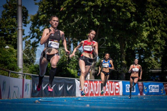 Juniorengala 2026; Mannheim, 13.06.2026 | MANNHEIM, GERMANY - JUNE 13, 2026 : Amelie Kofler (AUT/Austria), Joelle Hausammann (SUI/Switzerland),  competing in the women’s U20 400m during the Juniorengala 2026 at Michael-Hoffmann-Stadion on June 13, 2026 in Mannheim, Germany.