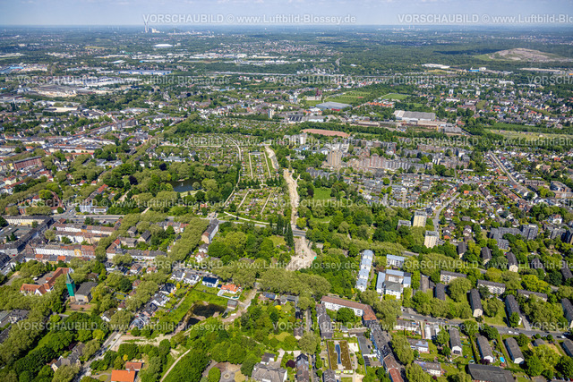 Gelsenkirchen230511490 | Luftbild, Burgers Park, Baustelle, Kleingärtnerverein Am Sellmannsbach, Bulmke-Hüllen, Gelsenkirchen, Ruhrgebiet, Nordrhein-Westfalen, Deutschland