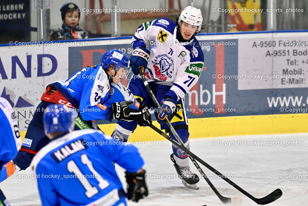 ESC SPARKASSE STEINDORF vs. UECR Huben  | #71 Sinegubovs Antons UECR EISBÄREN HUBEN, #21 Walder Patrik ESC Steindorf, ESC SPARKASSE STEINDORF vs. UECR Huben , ESC SPARKASSE STEINDORF vs. UECR Huben  am 06.02.2026 in Steindorf (Ossiachersee Halle), Austria, (Photo by Bernd Stefan)