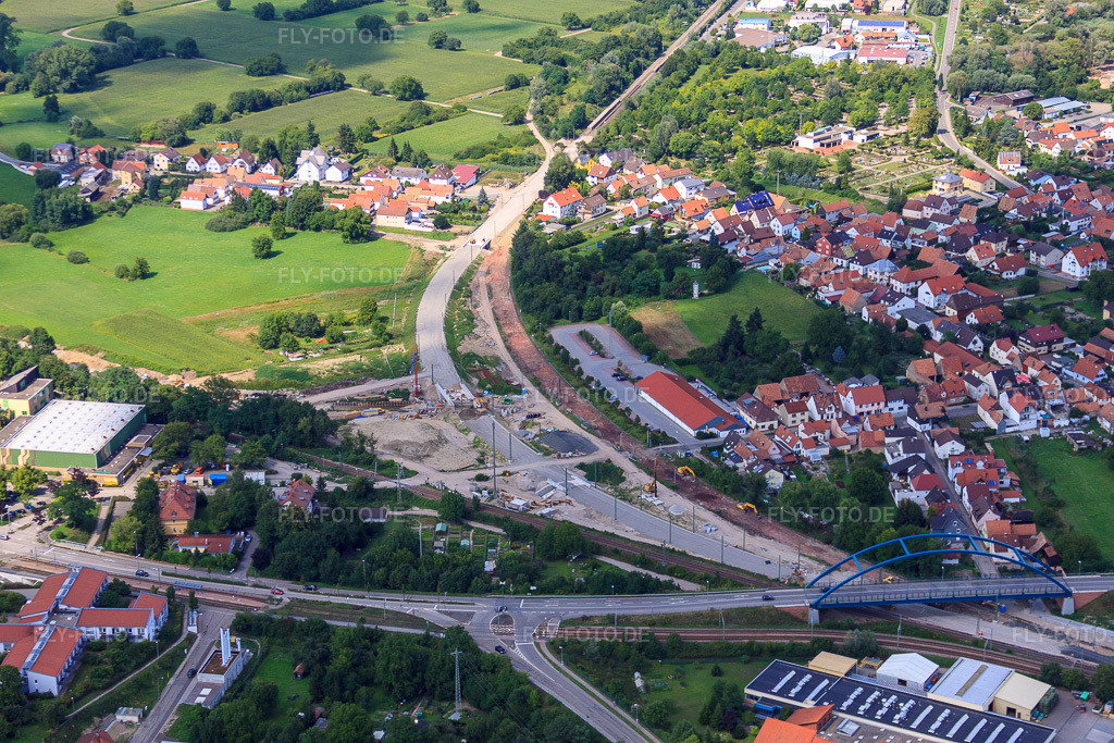 Luftbild: Neubau Bahnunterführung Ottstr in Wörth am Rhein im Bundesland Rheinland-Pfalz in Deutschland. Foto: IMG_31172.jpg vom 09.08.2010 durch Werner Riehm/FLY-FOTO.de