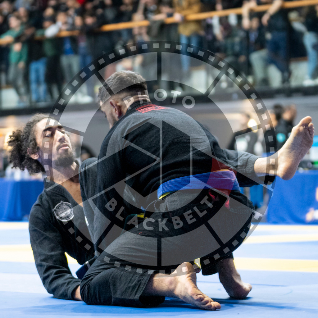 20240121PBB5316 | Fighters compete during the second day of the IBJJF European Championship in Paris, France, on January 21, 2024.