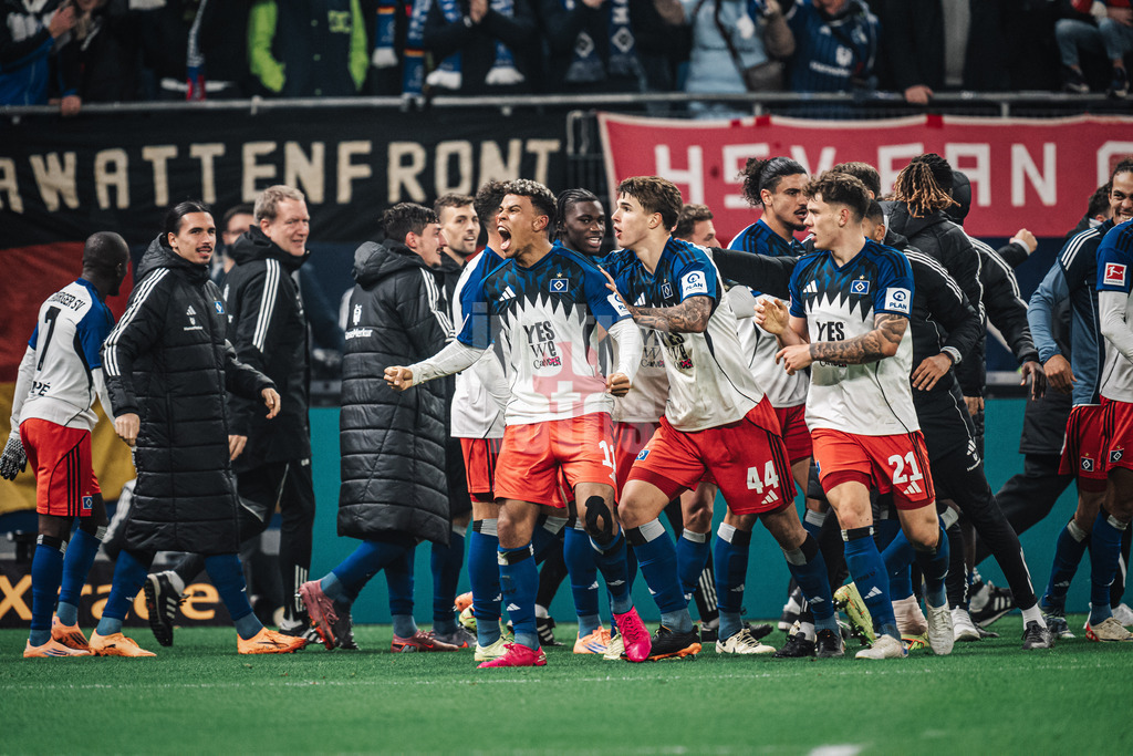 Fußball | Männer | Saison 2025/2026 | 1. Fußball-Bundesliga | 10. Spieltag | Hamburger SV vs. Borussia Dortmund | 08.11.2025 | Torjubel Ransford-Yeboah Königsdörffer (#11, HSV)