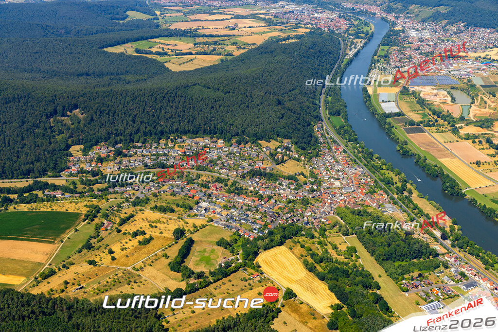Das Luftbild zeigt :  Laudenbach - Die Luftaufnahme wurde 2023 vom UL-Flugzeug aus erstellt ( keine Drohne ) - Hochauflösende Luftaufnahme - Für grossformatige Ausdrucke geeignet. Die Geschenkidee !Mit Lizenz und Bildrechte bestellbar