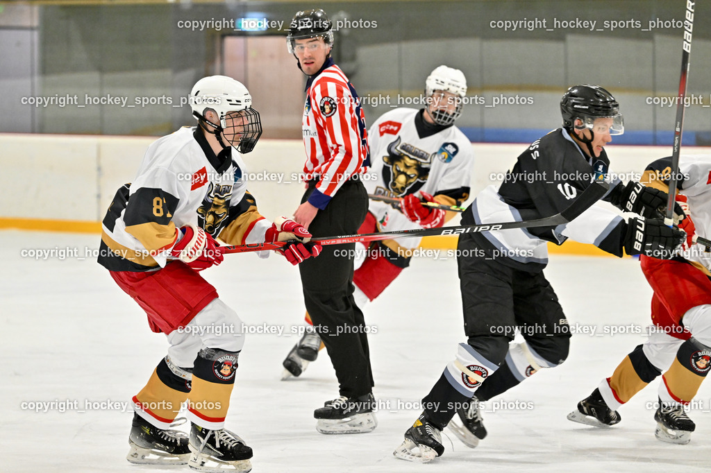 Kuss & Kuss Kings vs. Golden Bulls | #87 Öfner Ben Golden Bulls, Wolfgang Puff Referee, #10 Daniil Kulikov Kuss &amp; Kuss Kings, Kuss &amp; Kuss Kings vs. Golden Bulls, Kuss &amp; Kuss Kings vs. Golden Bulls am 30.05.2025 in Ferlach (HTC Eishalle Ferlach), Austria, (Photo by Bernd Stefan)