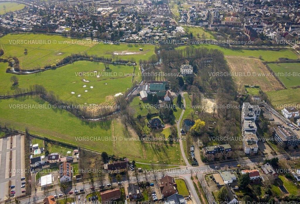 Hamm240306309 | Luftbild, Haus Kentrop und Marker Allee, grüne Wiesen und Felder im Landschaftsschutzgebiet, Mitte, Hamm, Ruhrgebiet, Nordrhein-Westfalen, Deutschland