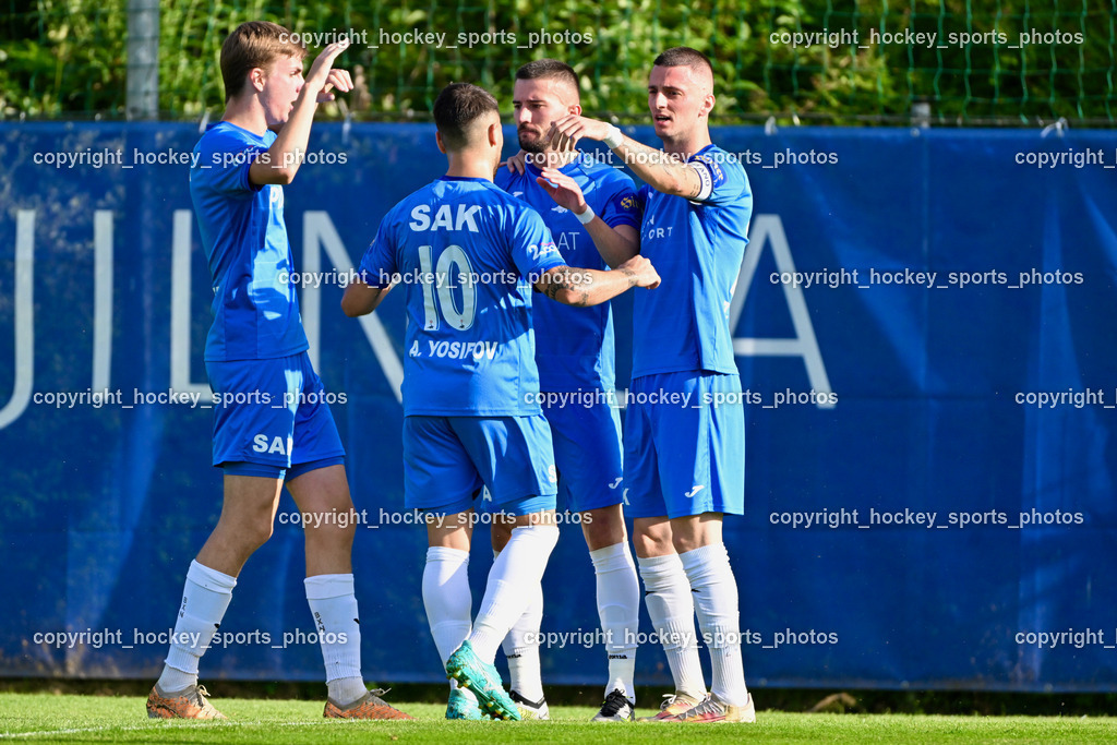 SAK vs. SK Treibach | Jubel SAK Mannschaft, #5 Jakob Geister SAK, #10 Yosifov Svetlozar Angelov SAK, #7 Hrvoie Jakovljevic SAK, #24 Zoran Vukovic SAK, SAK vs. SK Treibach, SAK vs. SK Treibach am 29.05.2024 in Klagenfurt (Sportpark Welzenegg), Austria, (Photo by Bernd Stefan)