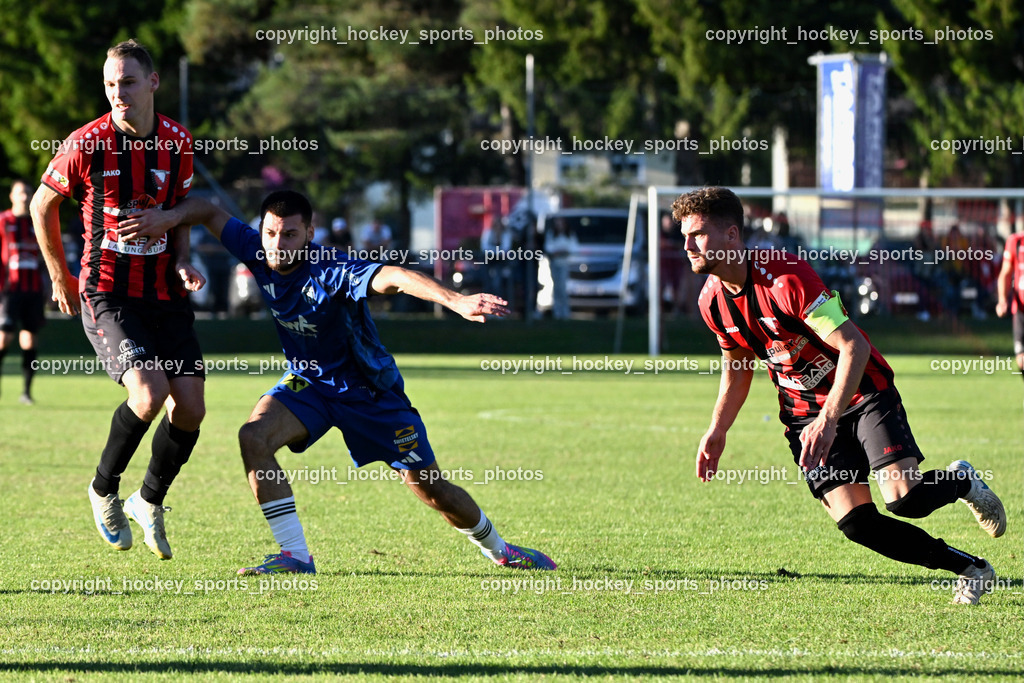 ATUS Nötsch vs. Thal Assling | #10 Julian Jakob Moser Thal Assling, #21 Nicolas Janschitz ATUS Nötsch, #14 Rene Hecher ATUS Nötsch, ATUS Nötsch vs. Thal Assling, ATUS Nötsch vs. Thal Assling am 31.08.2025 in Nötsch (Dobratsch Arena), Austria, (Photo by Bernd Stefan)