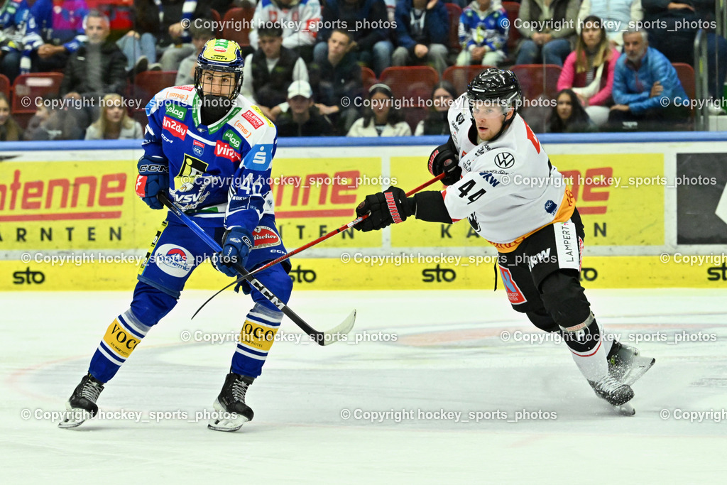 EC IDM Wärmepumpen VSV vs. Pioneers Vorarlberg | #44 Julius Reini Pioneers Vorarlberg, #46 Paul Sintschnig EC VSV, EC IDM Wärmepumpen VSV vs. Pioneers Vorarlberg, EC IDM WÄRMEPUMPEN VSV vs. Pioneers Vorarlberg am 03.10.2025 in Villach (Stadthalle Villach), Austria, (Photo by Bernd Stefan)