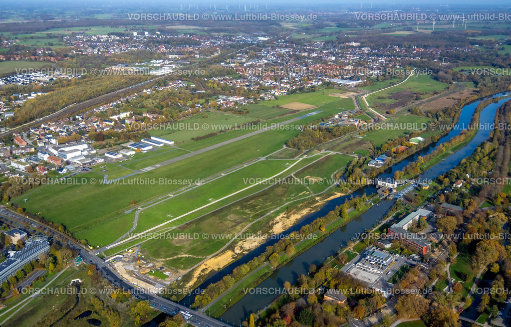 Hamm221017521 | Luftbild, Lippeumbau, Baustelle, Erlebensraum Lippeaue, Flugplatz Hamm-Lippewiesen, Hamm, Ruhrgebiet, Nordrhein-Westfalen, Deutschland