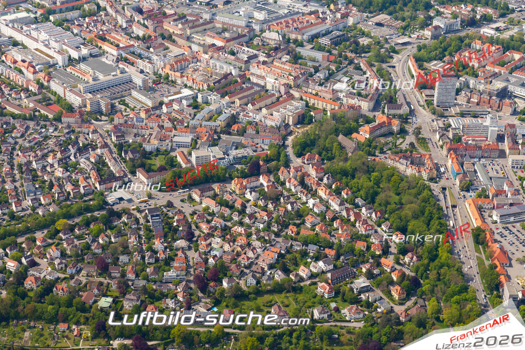 aktuelles Luftbild von Bismarkring Ulm  - Luftaufnahme wurde 2019 von https://frankenair.de mittels Flugzeug (keine Drohne) erstellt.