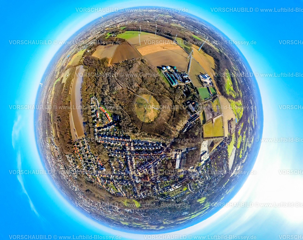 Castrop-Rauxel240190152SchwerinSonnenuhr | Luftbild, Schweriner Halde mit Sonnenuhr im Waldgebiet, Wiesen und Felder mit Windräder, Wohngebiet Schweriner Straße, Hof Kremerskothen landwirtschaftlicher Betrieb, Erdkugel, Fisheye Aufnahme, Fischaugen Aufnahme, 360 Grad Aufnahme, tiny world, little planet, fisheye Bild, Rauxel, Castrop-Rauxel, Ruhrgebiet, Nordrhein-Westfalen, Deutschland