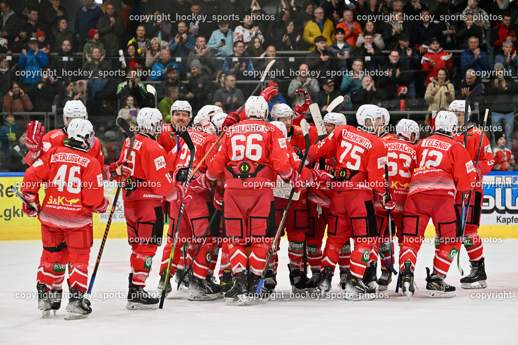 KSV KÄNGURUS vs. EHC Lustenau | #66 Stühlinger Adrian KSV, Jubel KSV, #7 Draschkowitz Christoph KSV, #63 Ramsbacher Maximilian KSV, #75 Draschkowitz Lukas KSV, #46 Unterluggauer Neal KSV, KSV KÄNGURUS vs. EHC Lustenau, KSV KÄNGURUS vs. EHC Lustenau am 14.03.2026 in Kapfenberg (Sportzentrum Kapfenberg), Austria, (Photo by Bernd Stefan)