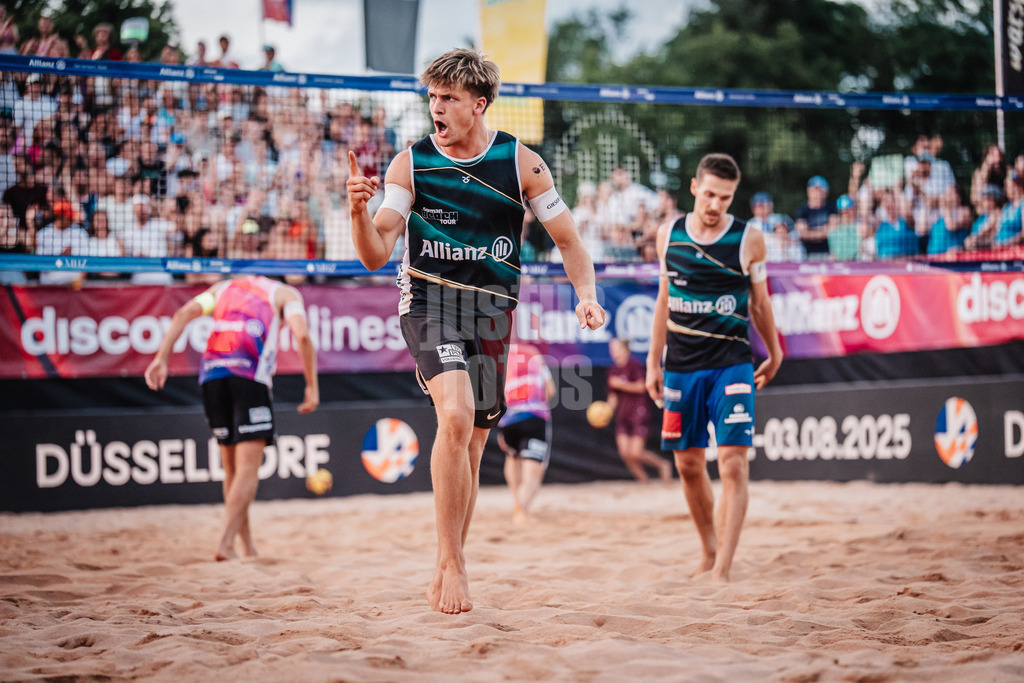 Beachvolleyball | Männer | Allianz German Beach Tour 2025 | Tourstop München | 05.07.2025 | Luis Kubo jubelt