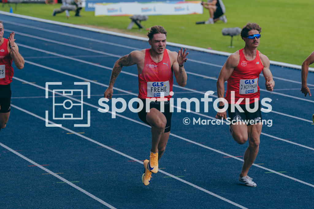 Deutsche Meisterschaften der Frauen und Männer 2026 | Jan Eric Frehe, LG Brillux Münster, 100-Meter-Lauf, Vorlauf, Deutsche Meisterschaften der Frauen und Männer 2026, Lohrheidestadion Bochum-Wattenscheid, 25.07.2026. Foto: Marcel Schwering / sportimfokus - Realisiert mit Pictrs.com