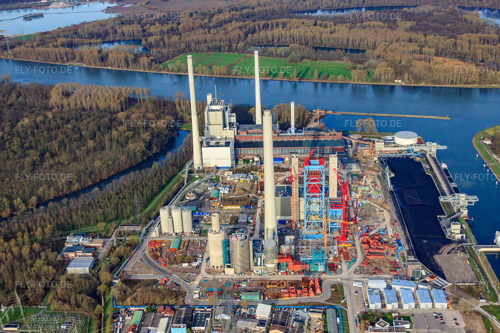 Luftbild: Neubau ENBW Rheinhafen-Dampfkraftwerk Karlsruhe im Ortsteil Daxlanden in Karlsruhe im Bundesland Baden-Württemberg in Deutschland. Foto: IMG_25489.jpg vom 02.04.2010 durch Werner Riehm/FLY-FOTO.de