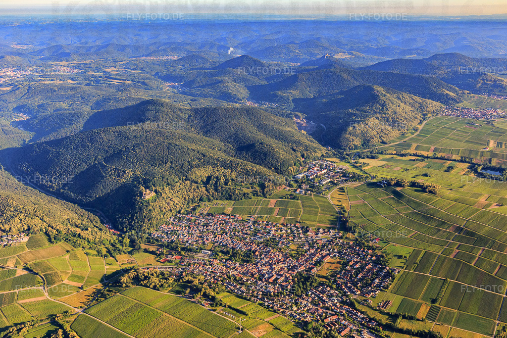 Winzerdorf am Rand des Pfälzerwalds aus Osten | Luftbild: Winzerdorf am Rand des Pfälzerwalds aus Osten in Klingenmünster im Bundesland Rheinland-Pfalz in Deutschland. Foto: IMG_007801.jpg vom 21.06.2020 durch Werner Riehm/FLY-FOTO.de - Realisiert mit Pictrs.com