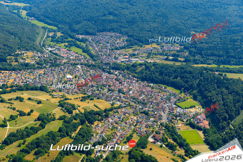 Das Luftbild zeigt :  Partenstein - Die Luftaufnahme wurde 2023 vom UL-Flugzeug aus erstellt ( keine Drohne ) - Hochauflösende Luftaufnahme - Für grossformatige Ausdrucke geeignet. Die Geschenkidee !Mit Lizenz und Bildrechte bestellbar