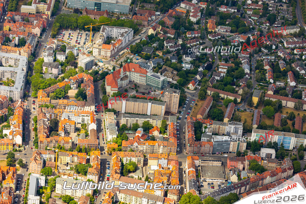 aktuelles Luftbild von  Nuernberg-bucher-strasse - Luftaufnahme wurde 2019 von https://frankenair.de mittels Flugzeug (keine Drohne) erstellt.